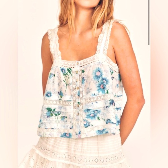 LoveShack Fancy Sully Top In Blueberry Cloud Size Medium NWT - Picture 1 of 16